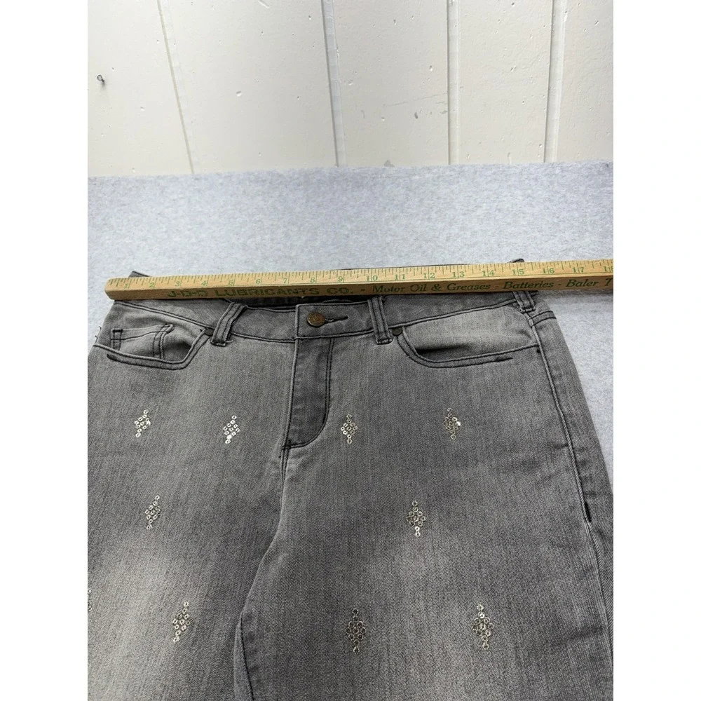 Sundance Jeans Womens 29x26 Gray Charcoal Wash Primrose Sequin Skinny Stretch